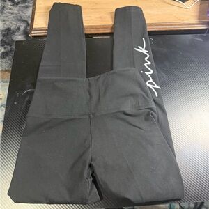 PINK Victoria's Secret Black Leggings with White Logo